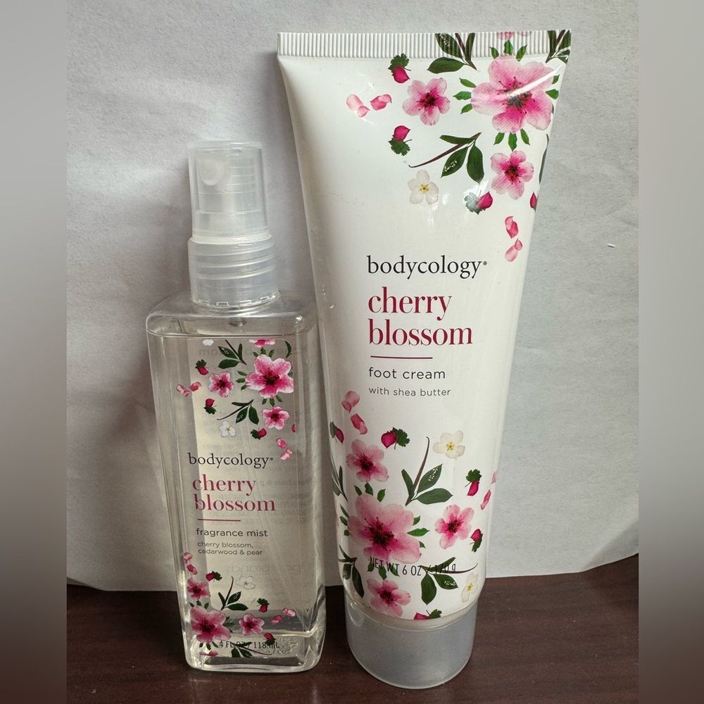 bodycology Cherry Blossom Fragrance Mist 4oz Foot Cream 6oz